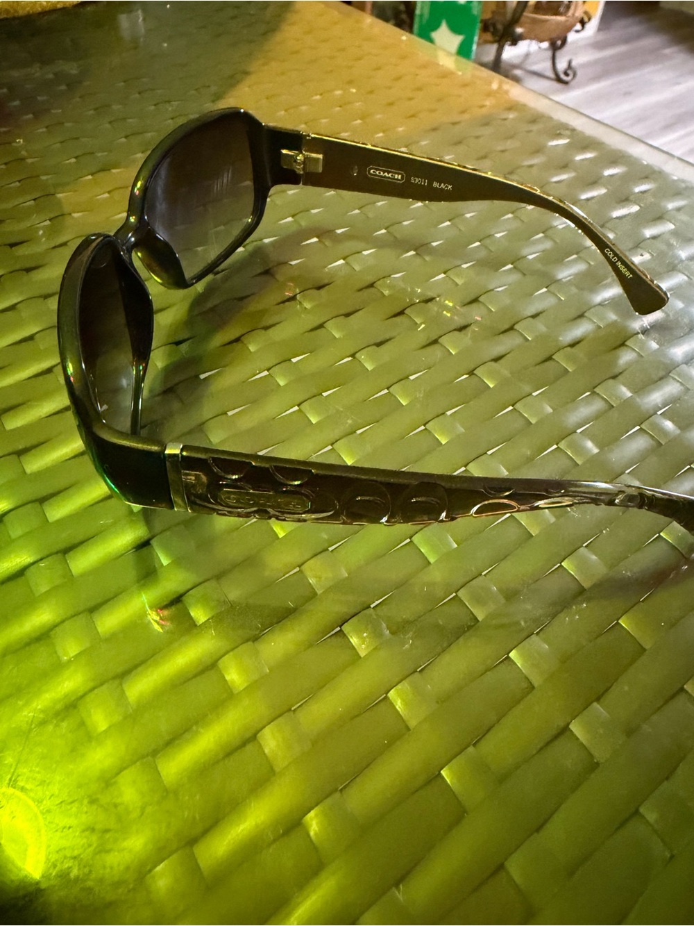 Coach Black Women's Sunglasses with Signature Patterned Arms